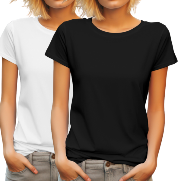 Women Plain T-shirts Combo of 2 (White/Black)– Premium Quality Cotton