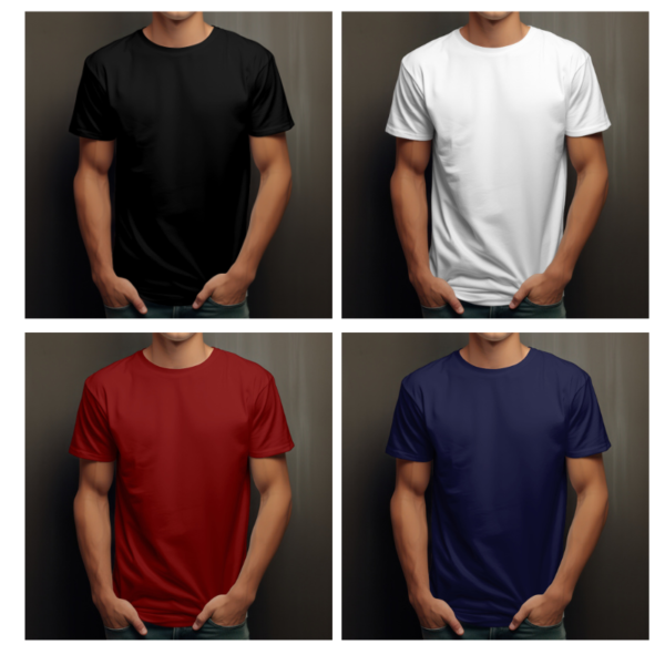 Men Plain T-shirts Combo of 4 – Premium Quality Cotton