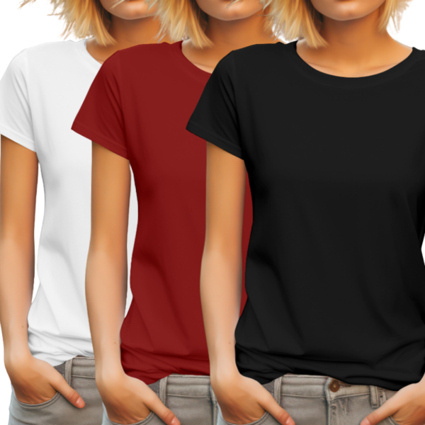 Women Plain T-shirts Combo of 3 – Premium Quality Cotton